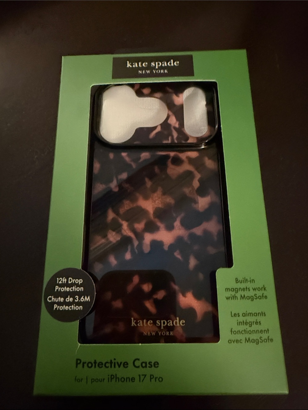 Kate Spade Tortoise print MagSafe iPhone Case - Brown & Black - iPhone 17 Pro